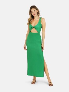 Green Emerald Twist Cutout Maxi Dress